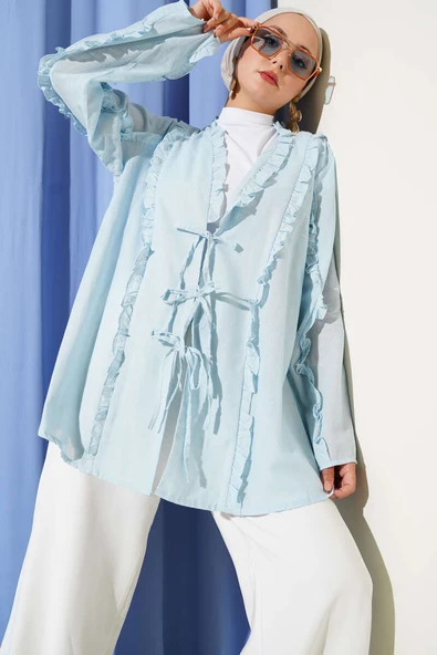 Fırfır Detaylı Kimono Bebe Mavi ürün görseli 1