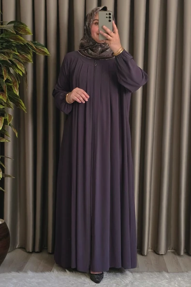 Kadın Tesettür Giyim Büyük Beden Endonezya Krebi Robalı Ferace - Resim 11