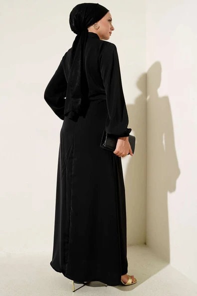 Gold Düğme Detaylı Elbise Siyah - 3