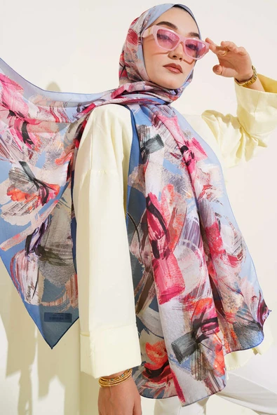 Fırça Desenli Soft Şal İndigo - Resim 2