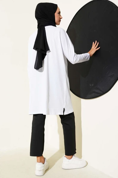 Always Be Cool Baskılı Tunik Beyaz - Resim 3