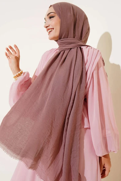 Aya Serisi İnce Pamuk Şal Vizon -50 - Resim 2