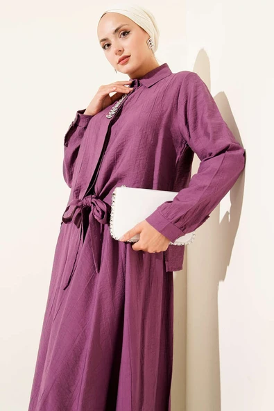 Taş Süslemeli Etekli İkili Takım Magenta - Resim 2