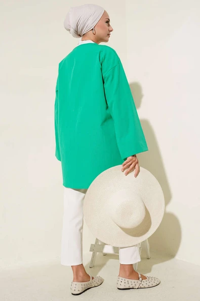 Çift Bağcıklı Poplin Kimono Benetton - Resim 3