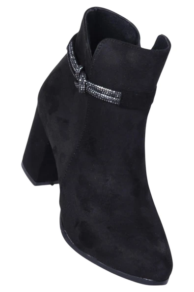 Ayakcenter By17 Süet Siyah Ayışığı Kadın 10Cm Topuklu Bot - Resim 2