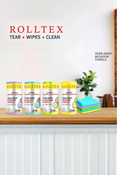 Rolltex Yırt Kopar %100 Mikrofiber Temizlik Bezi 30X30CM 20'li MOR Renk - 5