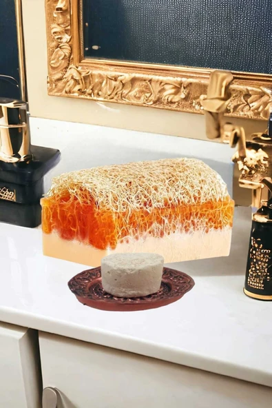 2'li Yüz Yoğa Doğal Kabak Lifli Keçi Sütü Ballı Sabun Ruşur Taşı - 3