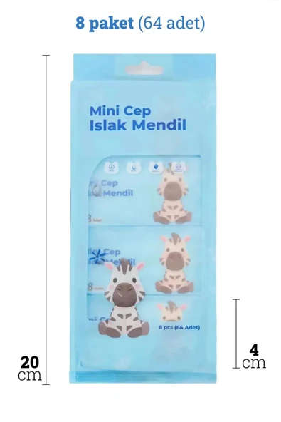 Baysa Alkolsüz Bitki Özlü Mini Islak Cep Mendili - 8'li 80 Paket - Resim 6