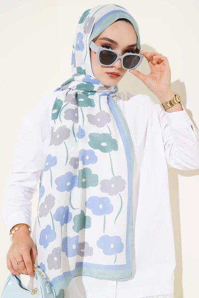 Çiçek Desenli Şal Mint ürün görseli 1