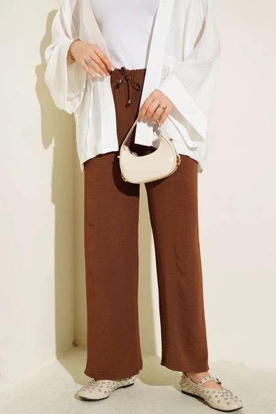 Ayrobin Bel Lastikli Pantolon Kestane - Resim 2