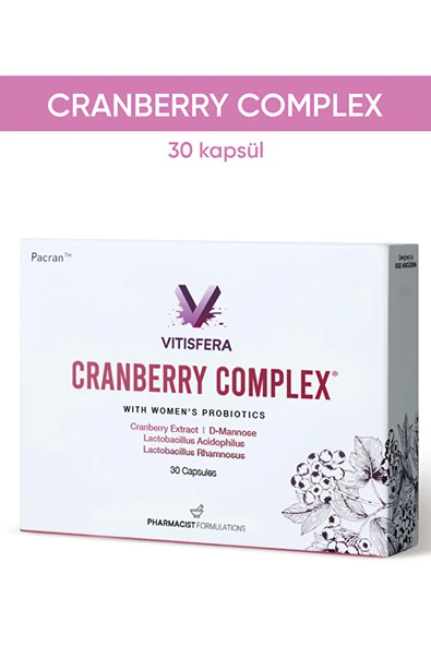 Vitisfera Cranberry Complex 30 Kapsül - Turna Yemişi Eksctresi, De-Mannoz-Probliyotik