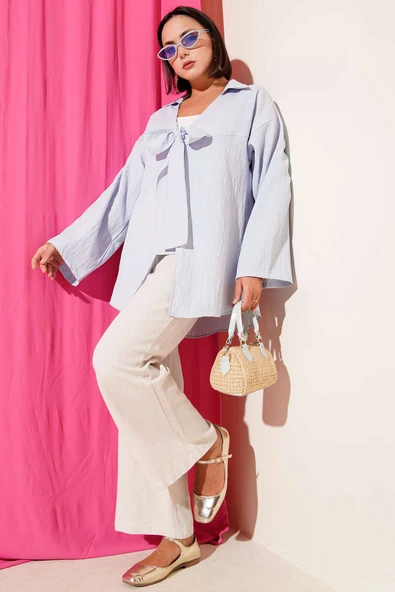 Kalın İp Bağcıklı Kimono Bebe Mavi - Resim 2