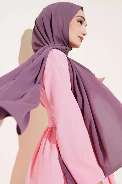 Düz Medine İpeği Şal Lila - Resim 2