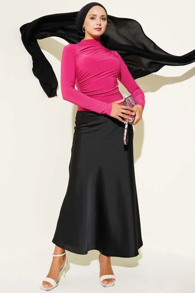 Yanları Büzgü Detaylı Sandy Bluz Magenta - Resim 2