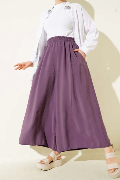 Yandan Cepli Salaş Tensel Pantolon Mor ürün görseli 1