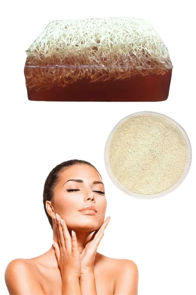 2'li Doğal Set Kabak Lifli Kahveli Sabun Peeling Bakım Sıkılaştırma Akne Temizleme Lifli Yüz Pedi ürün görseli