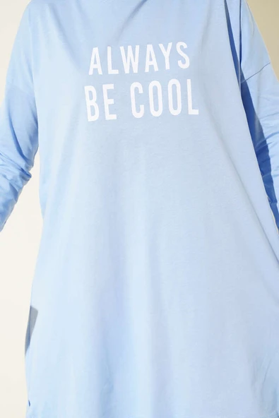 Always Be Cool Baskılı Tunik Mavi - Resim 4