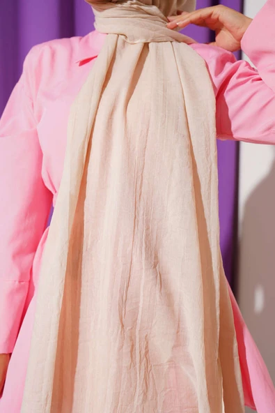 Aya Serisi İnce Pamuk Şal Vanilya -99 - Resim 4