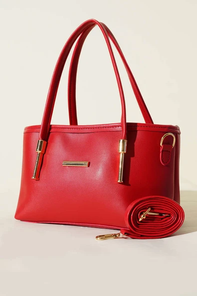 Metal Arma Detaylı El Çantası Kırmızı ürün görseli 1