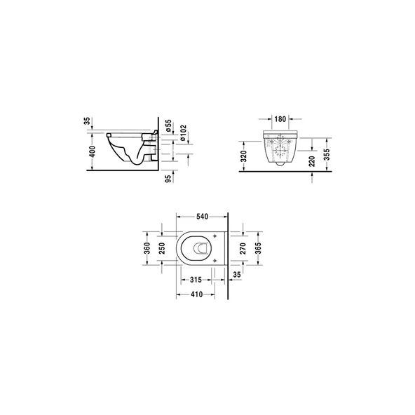 Duravit Starck 3 Kanalsız Rimless Asma Klozet (Özel Kutuda, Yavaş Kapanır Kapak Dahil) 45273900A1 - 3