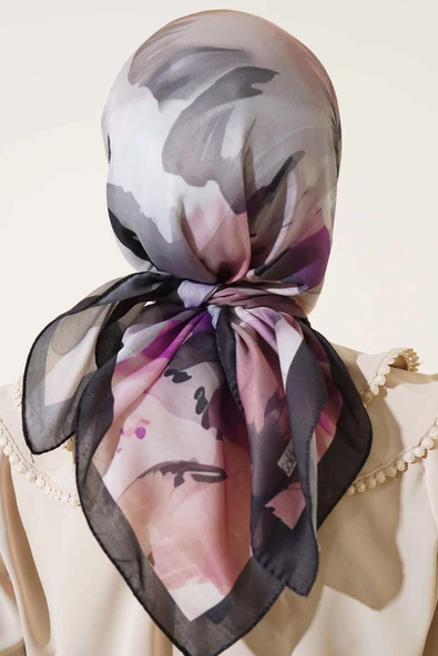 Su Gölgesi Desenli Eşarp Menekşe - Resim 3