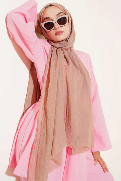 Aya Serisi İnce Pamuk Şal Latte -136 - Resim 2