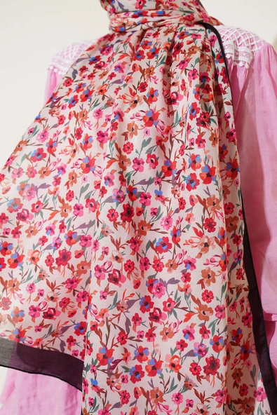 Çiçek Işıltısı Serisi Şal Siyah Bej - Resim 4