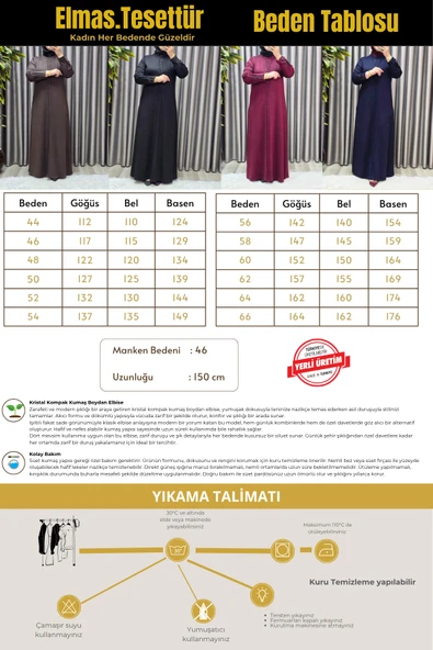 Kadın Giyim Büyük Beden Kolu Nevrür Taşlı Çimalı Elbise - Resim 2