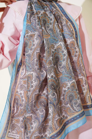 Çalıkuşu Serisi Detaylı Şal Soft Mavi - Resim 4