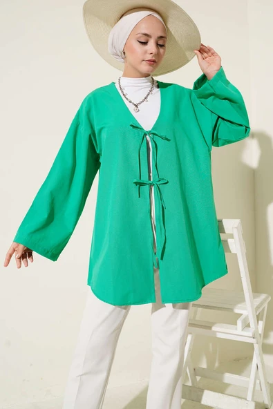 Çift Bağcıklı Poplin Kimono Benetton ürün görseli 1
