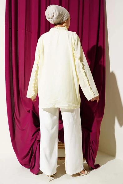 Fırfır Detaylı Kimono Sarı - Resim 3