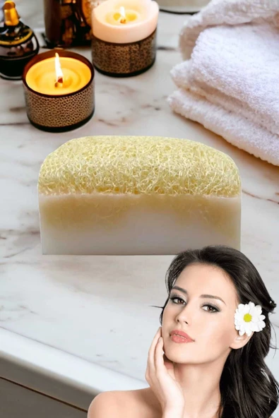 %100 El Yapımı Doğal Kabak Lifli Eşek Sütü Sabun 120 Gr - Resim 3