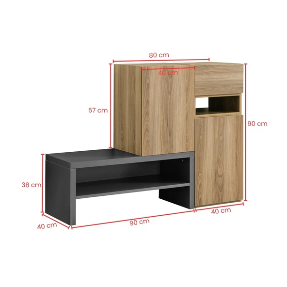 Çok Amaçlı Dolap, Blesk Cunda Dresuar Ayakkabılık Dolabı - Resim 5