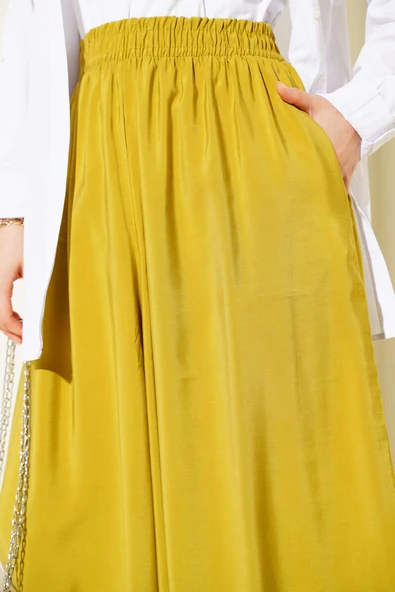 Yandan Cepli Salaş Tensel Pantolon Yağ Yeşili - Resim 4