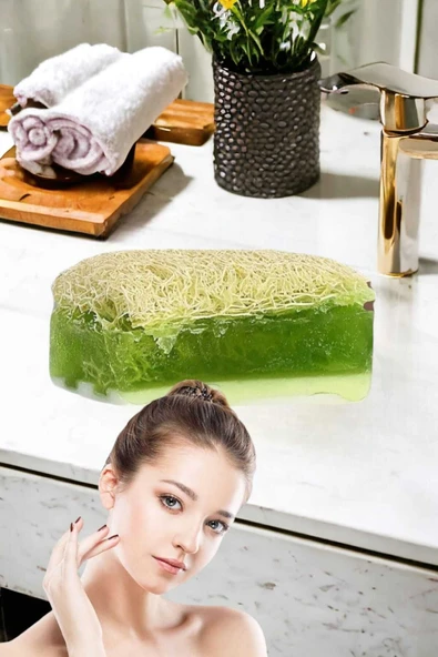 %100 El Yapımı Doğal Kabak Lifli Keçi Sütü Aloe Vera Sabun 120 Gr - 2