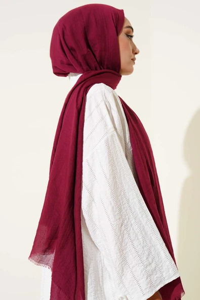 Aya Serisi İnce Pamuk Şal Vişne -62 - Resim 3