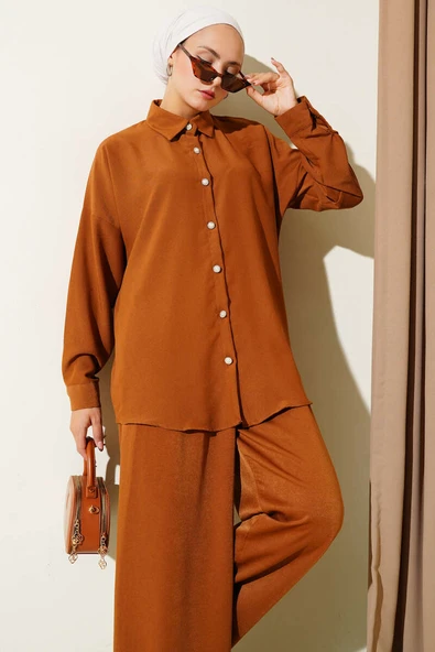 Taş Düğme Detaylı İkili Takım Taba - Resim 2