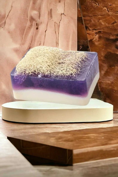 2li Set %100 Doğal Kabak Lifli Keçi Sütü Lavanta Sabun El Yüz Kurulama Havlu - Resim 5