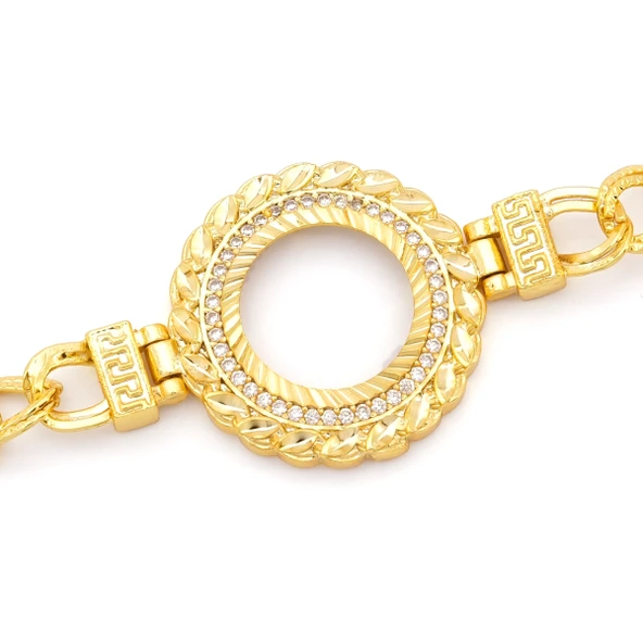 Altın Kaplama İmitasyon Desenli Figaro Model Çeyrek Çerçeve Bileklik BLK-1158 - Resim 4