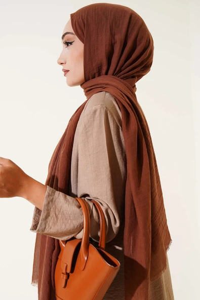 Aya Serisi İnce Pamuk Şal Açık Kahve -168 - Resim 3