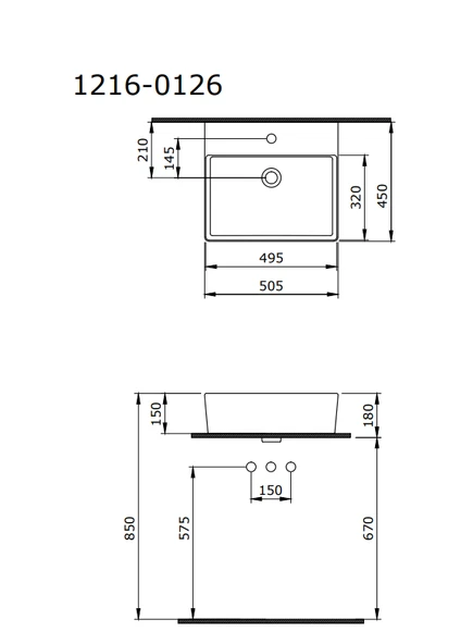 Bocchi Milano Tezgah Üstü Lavabo 50 cm Parlak Siyah 1216-005-0126 - Resim 2
