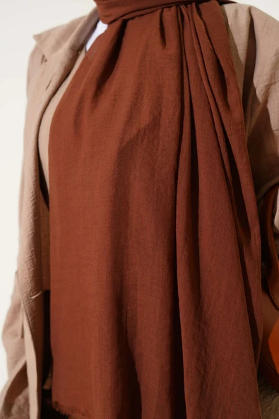 Aya Serisi İnce Pamuk Şal Açık Kahve -168 - Resim 4