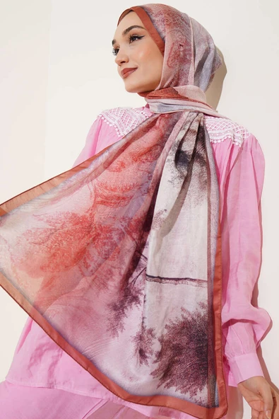 Yaprak Desenli Soft Şal Kiremit ürün görseli 1