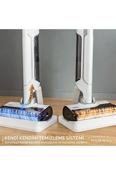 X-Clean 10 Islak Sert Zemin Temizleyici Kablosuz Dikey Süpürge-Kendini Temizler Kurutur - İlave Rulo - 3