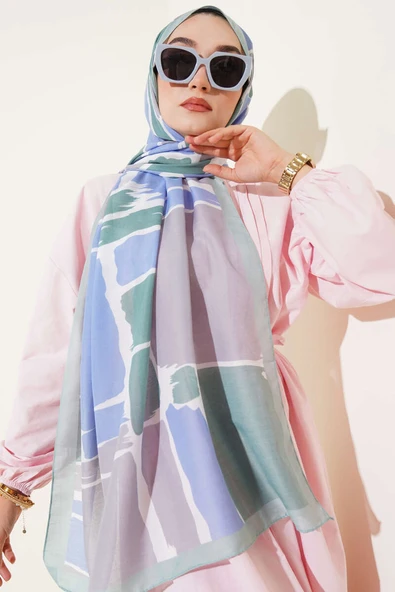 Geometrik Desenli Soft Şal Mint - Resim 2