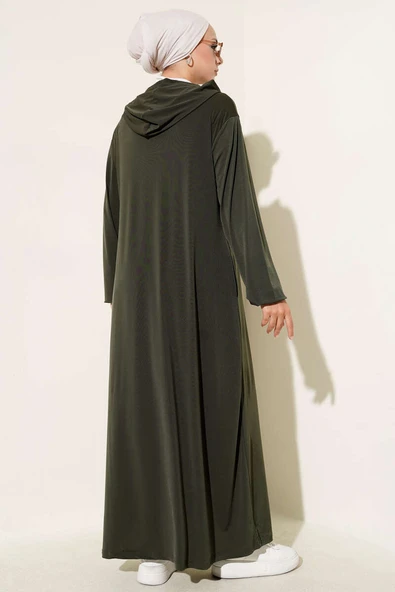 Kolu Lastikli Uzun Kap Haki - Resim 3