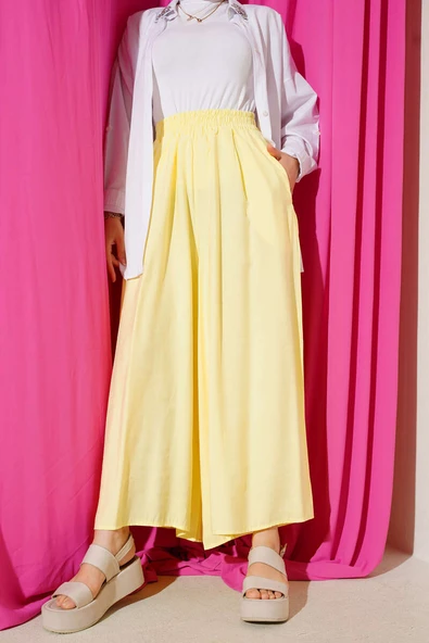 Yandan Cepli Salaş Tensel Pantolon Sarı ürün görseli 1