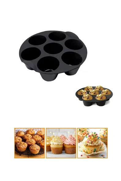 Airfryer Silikon Mini Muffin Yapışmaz Cupcake, Brownies, Pasta Kek Kalıbı - 4