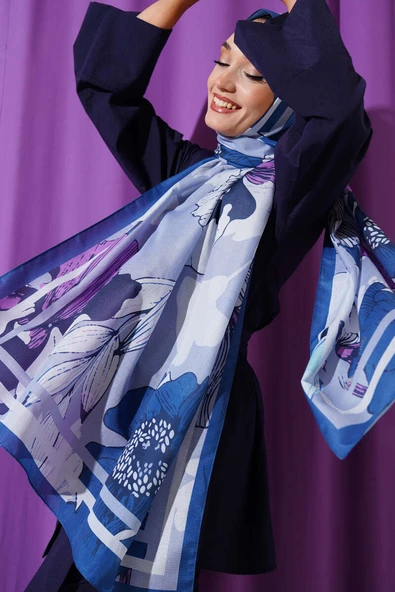 Shelia Desen Lina Şal Mavi ürün görseli 1