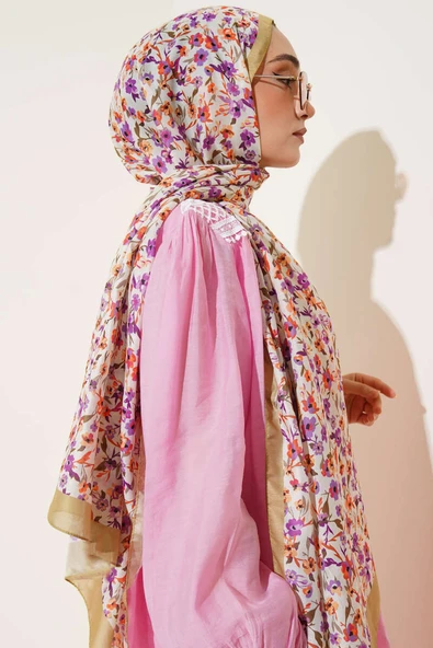 Çiçek Işıltısı Serisi Şal Yağ Yeşili - Resim 3